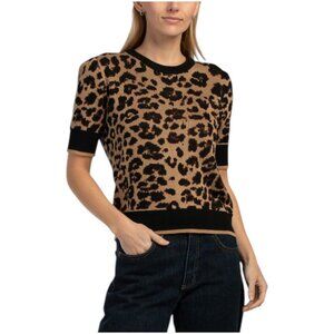 ELLEN TRACY Short Sleeve Jacquard Knit Sweater